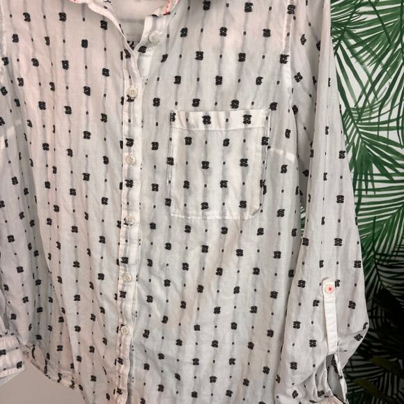 Anthropologie Maeve Clip Dot Relaxed Button down Shirt Size 10 - Picture 5 of 12